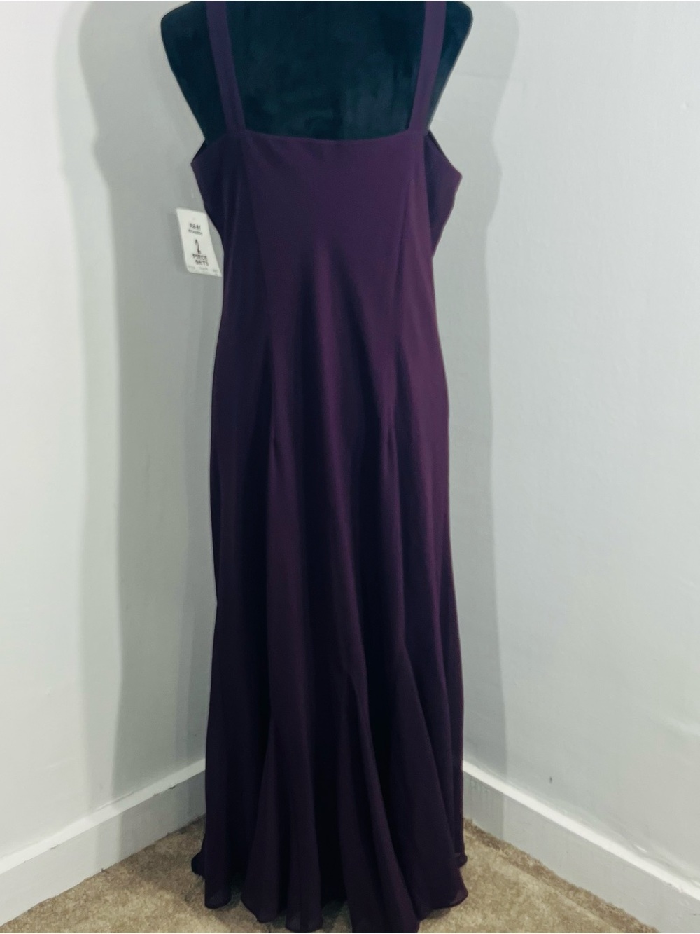 R&M Richards 2 Pc Maxi Eggplant Dress Set Made In USA Sheer NEW Size 16 Chiffon - Picture 3 of 13